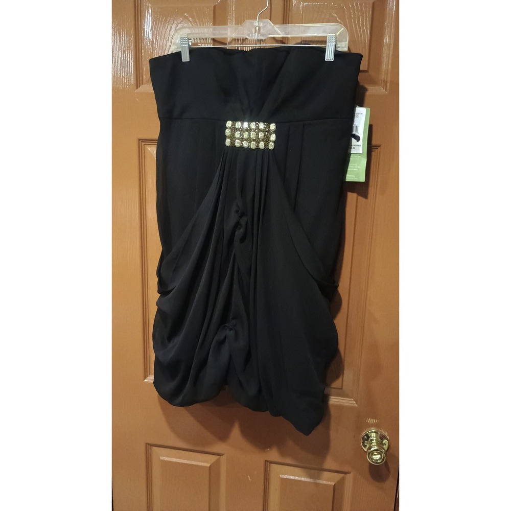 Nicole by Nicole Miller Dress Womens 16 Black NEW Strapless Beaded Tulip Dress